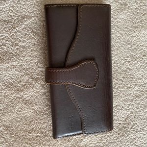 Saddleback Leather Script Logo Long Trifold Wallet